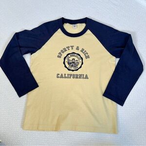 Sporty & Rich California Emblem Graphic Baseball Tee T-Shirt Small Almond Beige